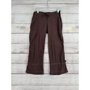 prAna Breathe Lightweight Capri Pants Womens XS Brown Contrast Stitching